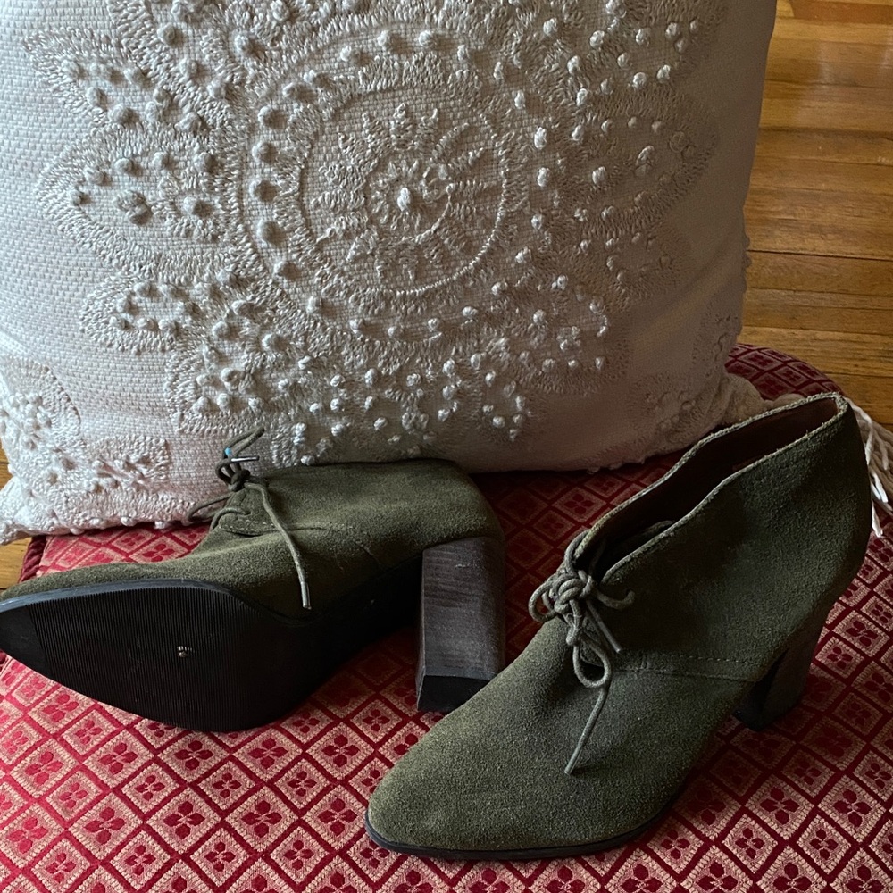 Franco Sarto Forest Green Suede Heeled Boots